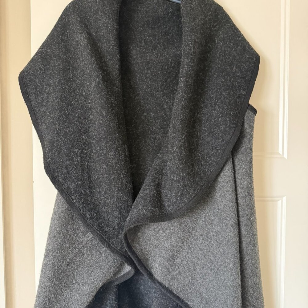 Anthropologie Reversible Gray Wool Cape